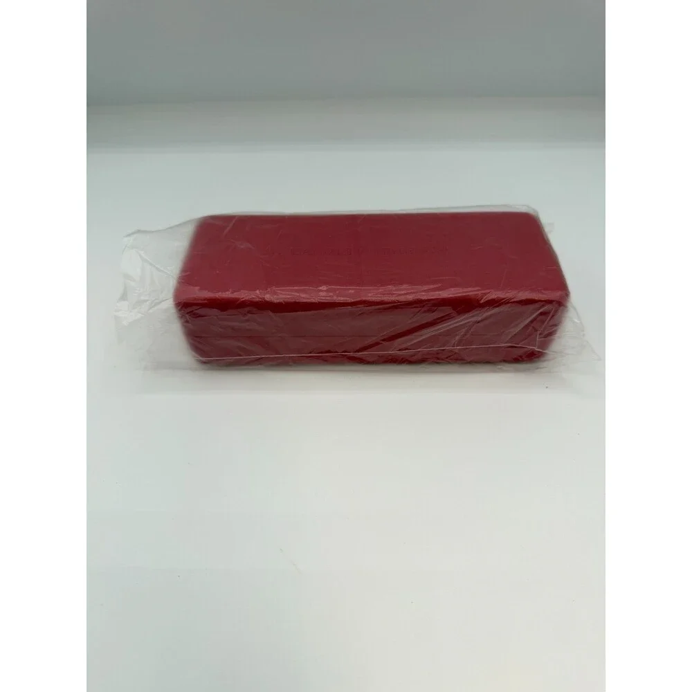 New Carolina Herrara Lipstick Red Leather Clamshell Eye Glass/Sunglass Case